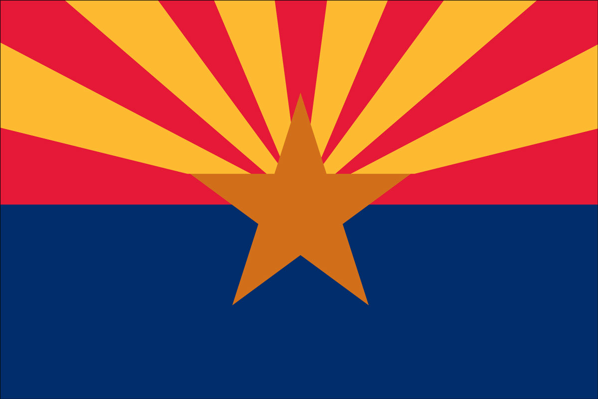 12x18" Nylon flag of State of Arizona - 12x18" Nylon flag of the State of Arizona.<BR><BR><I>Combines with our other 12x18"nylon flags for discounts.</I>